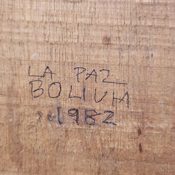 La Paz Bolivia Hand Carved Wooden Wall Hanging 1982 Set of 2 - Picture 11 of 14